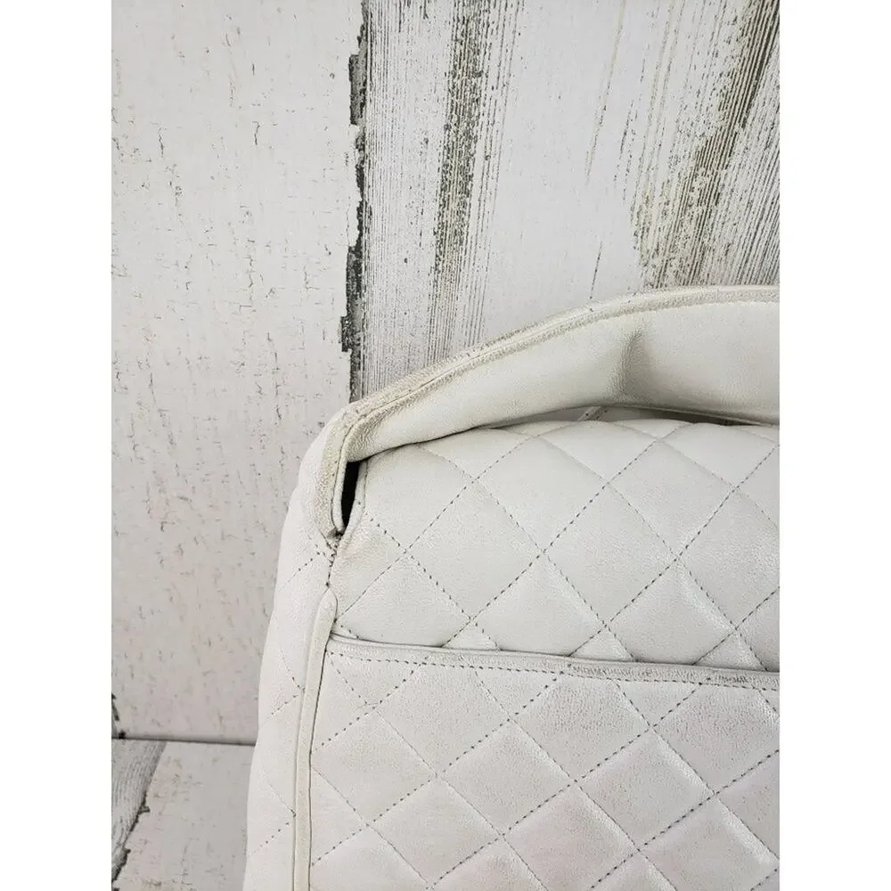 Jay Herbert NY White Faux Leather Quilted Shoulder Bag Women's Purse